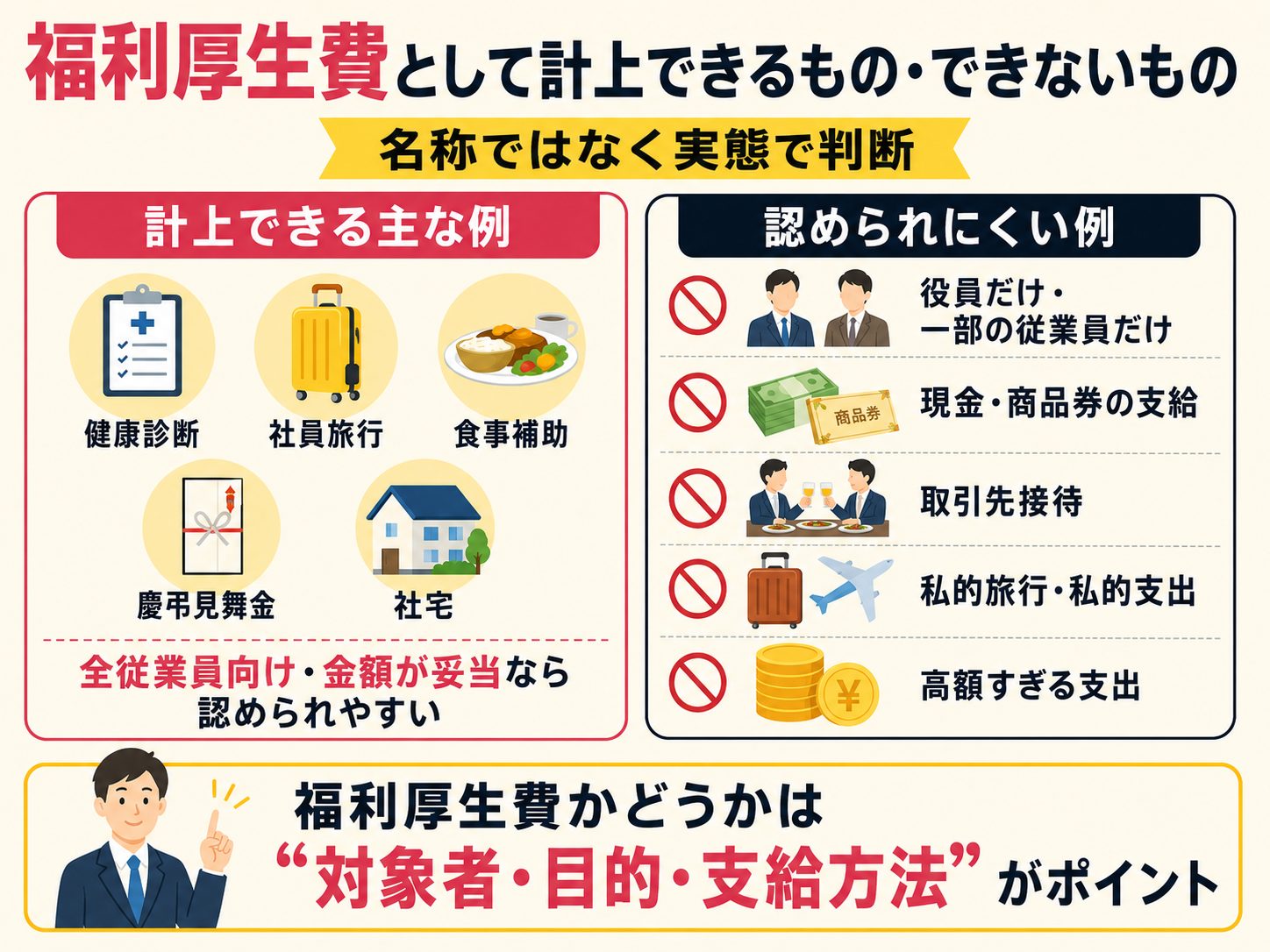 福利厚生費として計上できるもの・できないもの